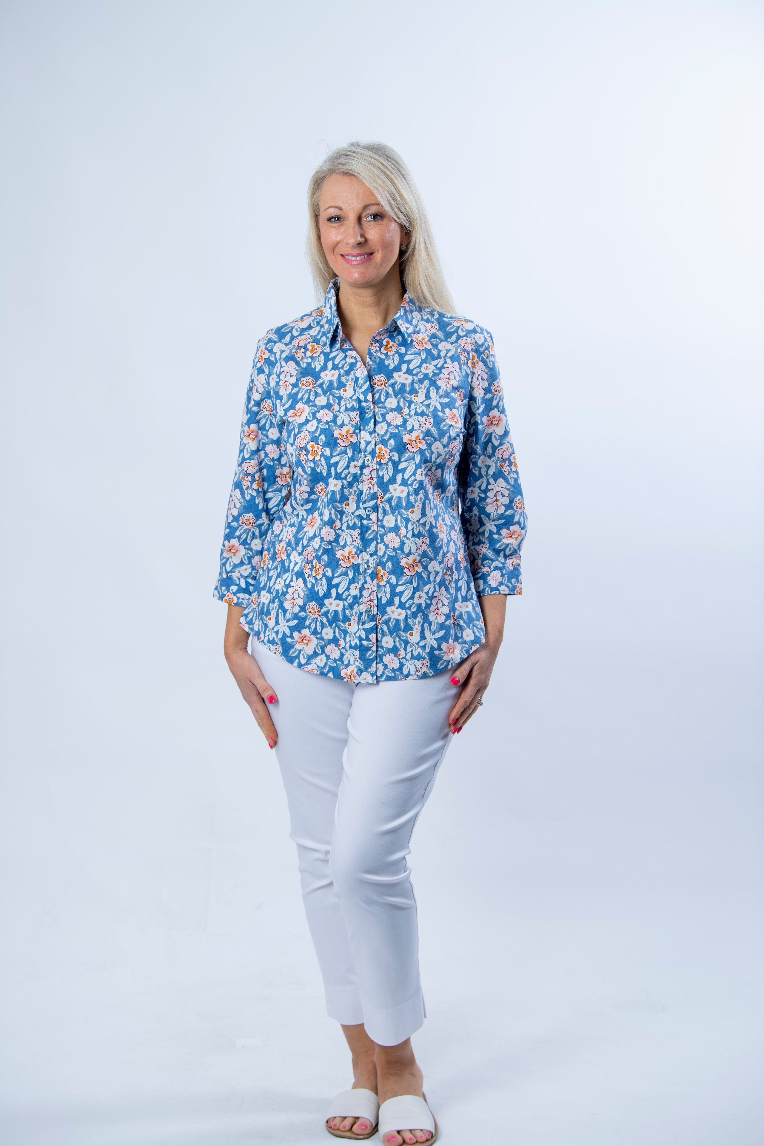 Equinox-womens-short-sleeve-cotton-floral-print-shirt